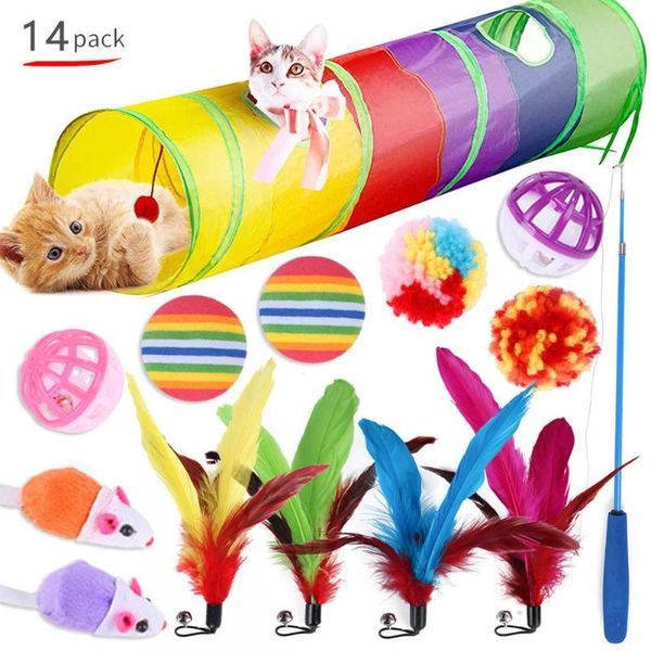 

cat toys interactive educational set accessories foldtable tunnel fishing rod funny teasing cats supplies
