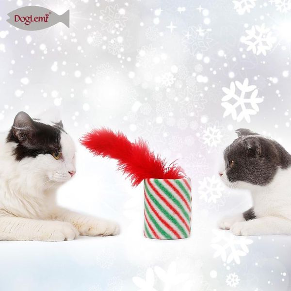 

cat toys christmas fleece pet feather tunnel tube toy dog interactive playing chew durable for pets