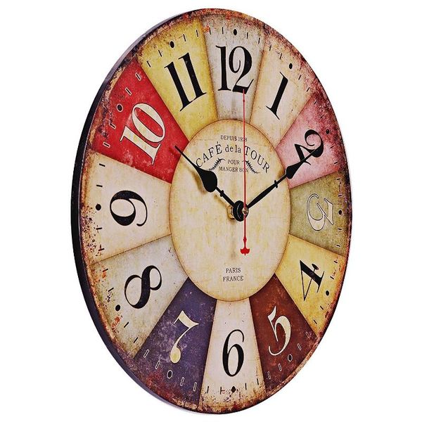 

wall clocks creative american retro clock wood silent home decor vintage watch kitchen horloge murale gift d72