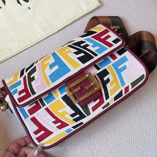 

seven 2021 color printed canvas uette ff one shoulder slanting armpit small square bag