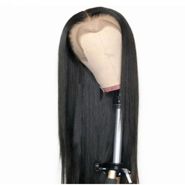

synthetic wigs natural black large lace front wig for women with baby hair straight heat temperature middle ratio daily