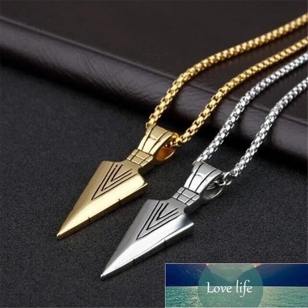 

new retro personality stainless steel geometric arrow men's necklace short keel chain men's pendant retro jewelry wholesale factor, Silver