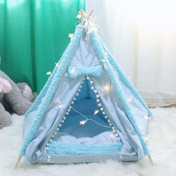 

kennels & pens portable dog tent pet teepee foldable cat kennel puppy bed house washable cushion contain super thick mats for