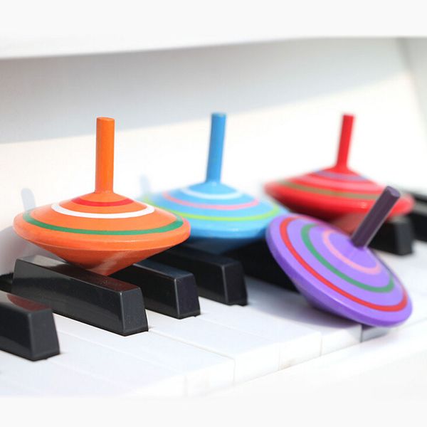 

Cute interesting Novelty Wooden Colorful Spinning Top Kids Wood Childrens Party montessori new Toy Jouets pour enfants #W