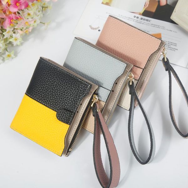 

wallets 2021 ladies clutch bag korean fashion lychee pattern casual multi-function wallet card holder, Red;black