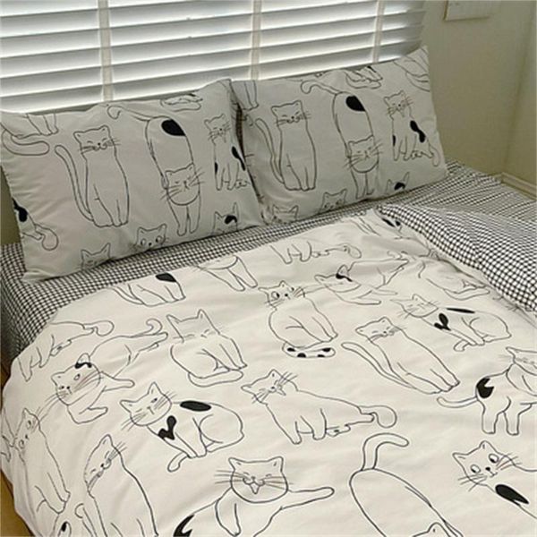 

bedding sets cartoons cute set kids nordic soft cotton comforte twin duvet cover bed sheet pillowcase simple printingsuit