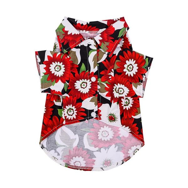 

dog apparel pet summer short sleeve printed shirt hawaii style costume cool breathable chiffon casual clothes for small medium dogs