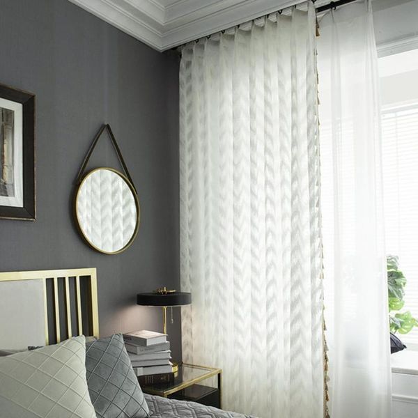 

curtain & drapes soft transparent polyester embroidery white sheer curtains tulle voile for home living room bedroom decoration