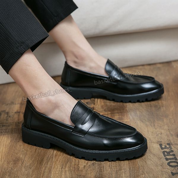 

luxurys desginer men shoes formala gnuine leather canvas platform men's crocodile male casual wedding partys loafers dressa shoe size 3, Black