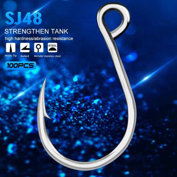 

fishing hooks proberos 100pc 1/0-11/0 strong stainless steel jigging hook jig big saltwater fish