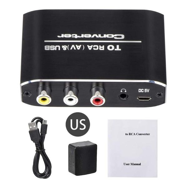 

-compatible to rca converter av audio adapter 110v 3.5mm video for tv stick ps3 pc lapvhs vcr cables & connectors