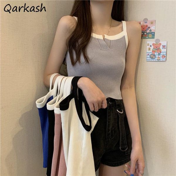 

women's tanks & camis camisole women simple knitting breathable mujer clothing comfortable sleeveless korean style casual street insid, White