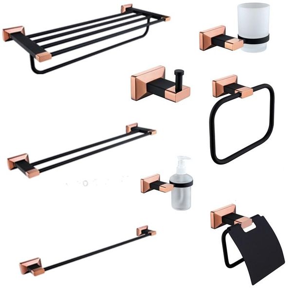 

bath accessory set brass rose gold and black bathroom hardware ceramic toilet brush holder metal paper robe hook accessories