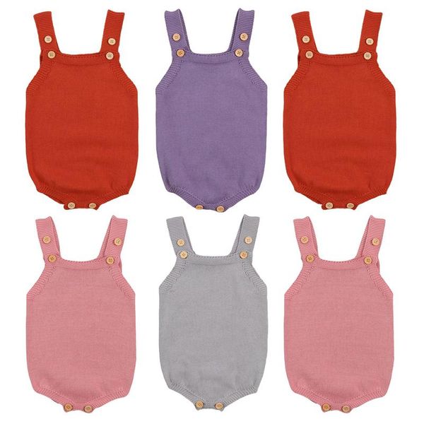 

jumpsuits wallarenear 0-18m born infant baby boy girl fashion knitting romper sleeveless solid jumpsuit 4styles, Blue