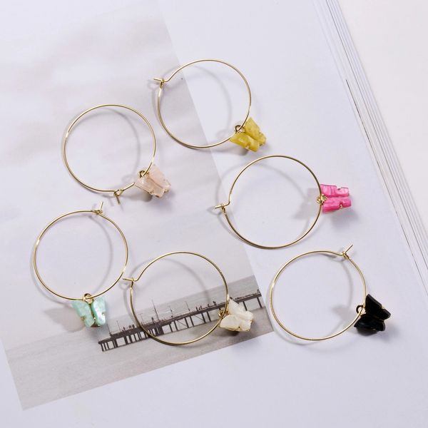 

women's earrings fashion color acrylic butterfly drop earrings animal sweet colorful acrylic big circle dangle earrings, Silver