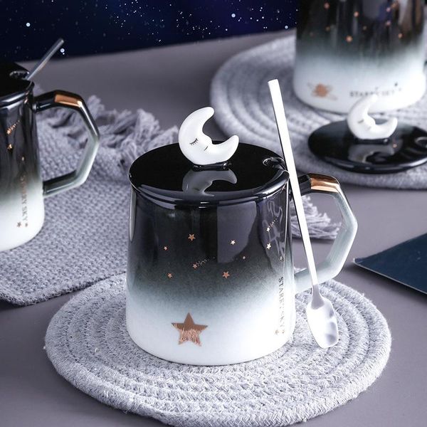 

mugs 400ml gradient starry big belly ceramic cup water creative mug home office coffee milk juice drink simple planet