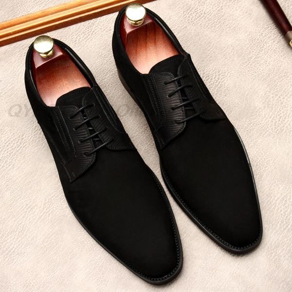 

dress shoes for men suede oxford genuine leather casual lace up fashion formal wedding business black 47nd