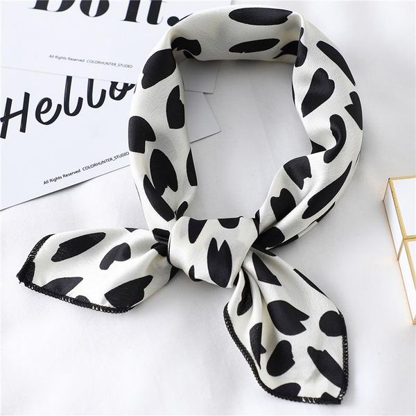 

scarves leopard cow print scarf square tie satin small silk neck head for women neckerchief 50*50cm, Blue;gray