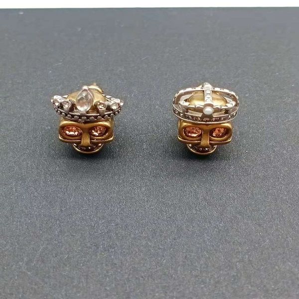 

design jewelry skull diamond earrings 2021 brass earrings female 925 silver needle