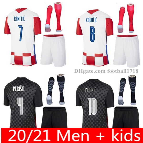 

men kids kit croazia modric soccer jersey 2021 2022 croatie mandzukic orsic perisic srna kovacic brozovic rebic football shirts uniform sets, Black