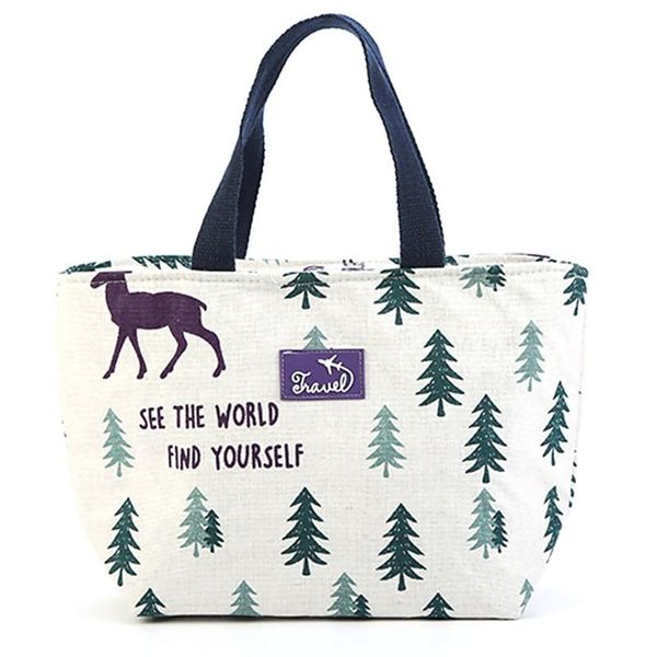 

storage bags cloth cotton and linen cartoon portable insulation bag outdoor handcuffs lunch insulated box picnic