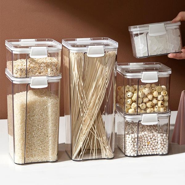 

1pc transparent grain sealed storage box kitchen containers square nut snack tank fruit basket bottles & jars