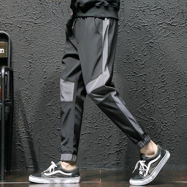 

men's pants ins summer men quick-dry casual mens hip hop rap male trousers street boy classics straight full breathing loose pant, Black