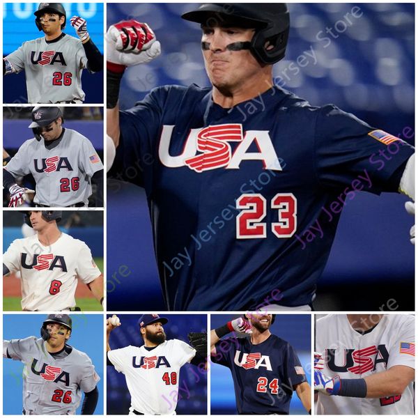 2020 EUA Baseball Olímpica Jersey Todd Frazier Scott Kazmir David Robertson Eddy Alvarez Ryan Ryan Shane Baz Triston Casas Jamie Westbrook Tyler Austin