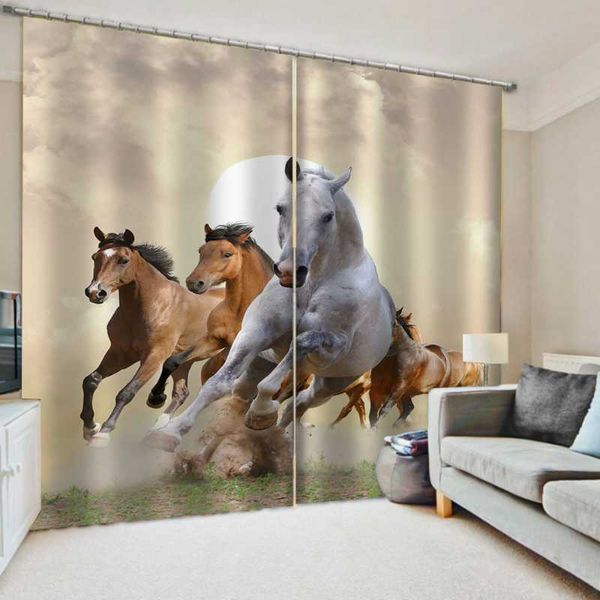 

curtain & drapes luxury blackout 3d window for living room horse print