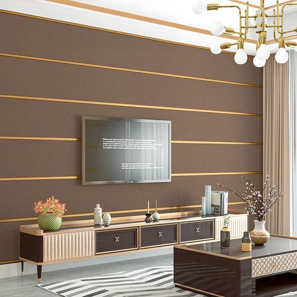 Tapeten Moderne 3D-Streifen Dekoration für Wohnzimmerwände Graue horizontale gestreifte Wandpapierrolle Home Decor Papier Peint