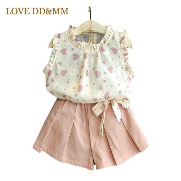 

love dd&mm girls clothes sets children's fashion print love t-shirt + shorts 2pcs clothing set for girl kids costumes 210715, White