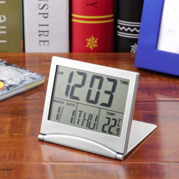 Calendario Sveglia Display Data Ora Temperatura Flessibile Mini Desk Termometro digitale LCD Cover