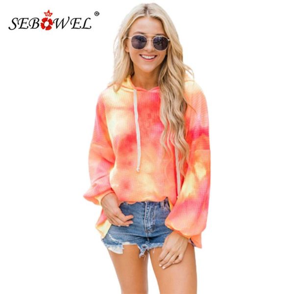 

women's hoodies & sweatshirts sebowel oversized sweatshirt for women autumn spring female tie dye print loose style pullovers s-xxl, Black