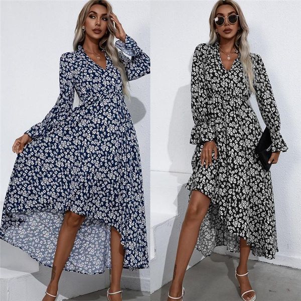 

casual dresses plus size bohemian long sleeve maxi for women 2021 autumn fashion, Black;gray