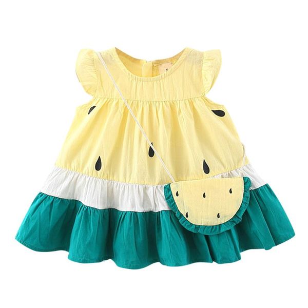 

girl's dresses 2021 summer baby girls cute watermelon sleeveless ruched princess dress for infant girl casual sundress clothes ll4, Red;yellow