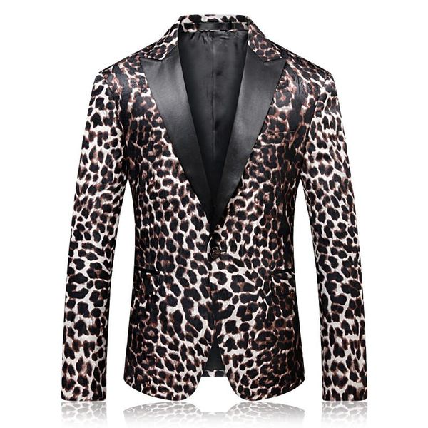 

men's suits & blazers loldeal mens leopard print blazer jacket slim fit coat smart casual men dance stage costumes for singers prom dre, White;black