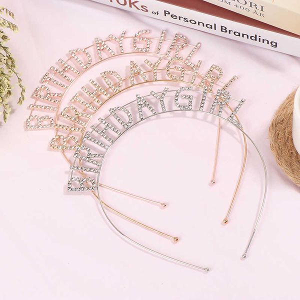 

1pc metal rhintone inlaid headband for girls hair hoop birthday crown hat party decorations