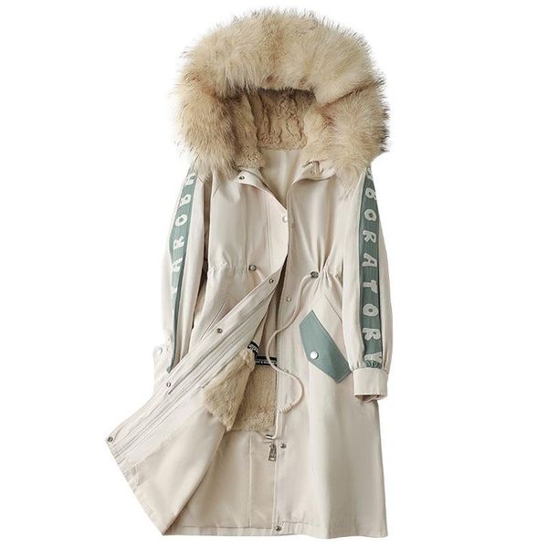 

women's fur & faux luxury winter parkas coat raccoon hoody lining women warm long outerwear lf21020kqn, Black