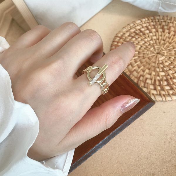 

band rings wholesale original micro-inlaid ins style gold-plated open adjustable korean all-matching graceful couple no. 6, Silver