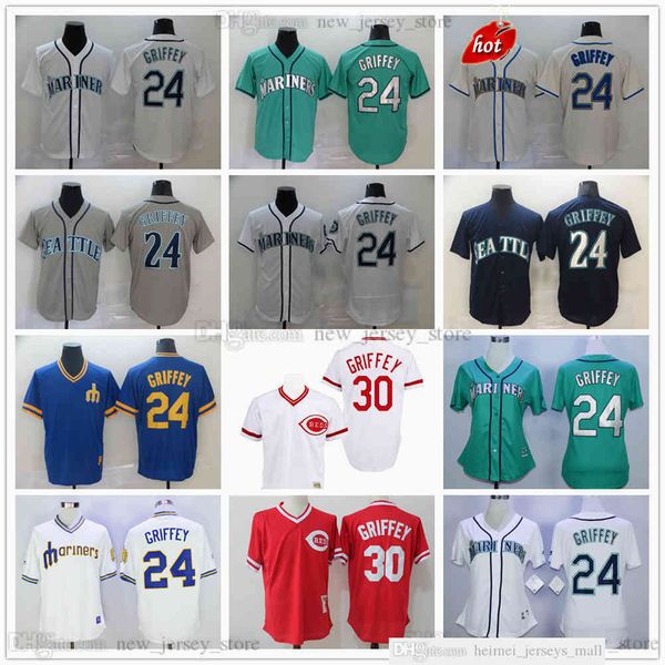 

2021-22 man women youth vintage baseball jerseys 24 ken griffey jr stitched green 2016th hall of fame reds seattle 30 jersey, Blue;black