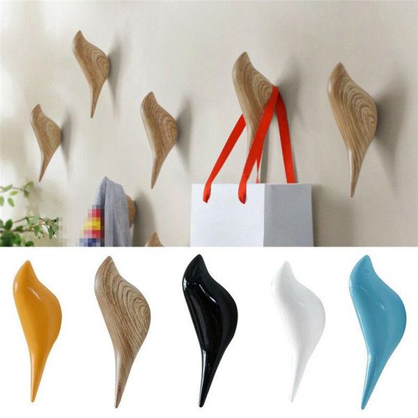 

bird shape wall hooks home decoration storage resin wood grain rack bedroom door after coat hat hanger hook organizer & rails