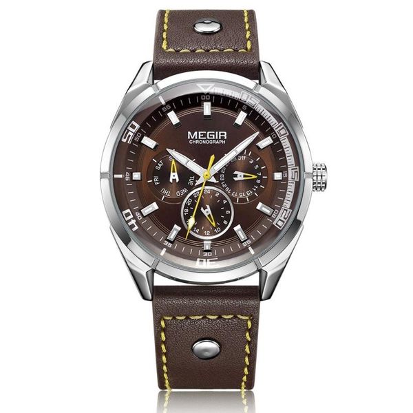 

classical sport men watch wristwatches, Slivery;brown