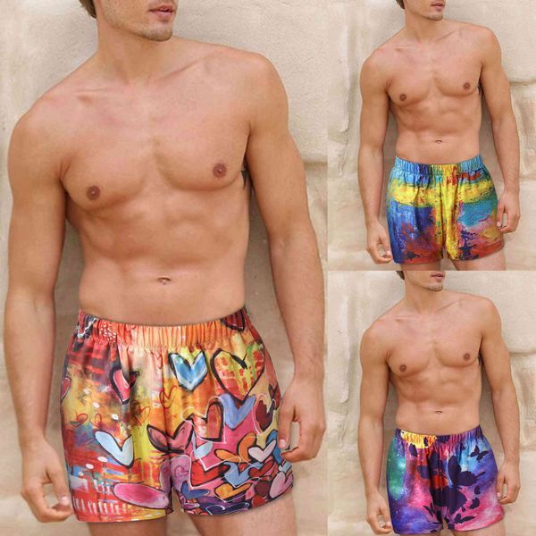 

men's shorts 2021 summer printed casual fashion elastic beach pants, White;black