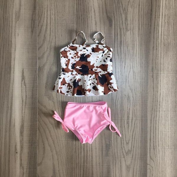 

baby girls pink swimsuit kids tie dye girl bathing set wholesale, White