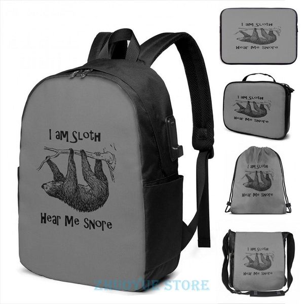 

backpack funny graphic print sloth(2) usb charge men school bags women bag travel laptop