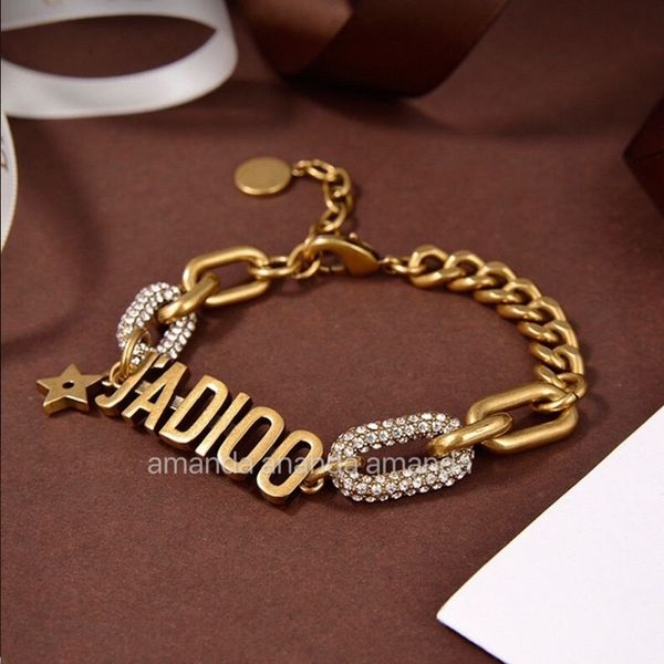

special offer 75% off outlet online family heavy industry letter full bracelet women's simple personality versatile chain design 47sz, Silver
