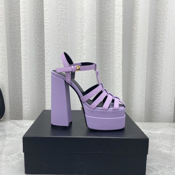 

purple la medusa juno platform sandals calf leather ankle strap side buckle block high heels square toe women's luxury designers dress, Black