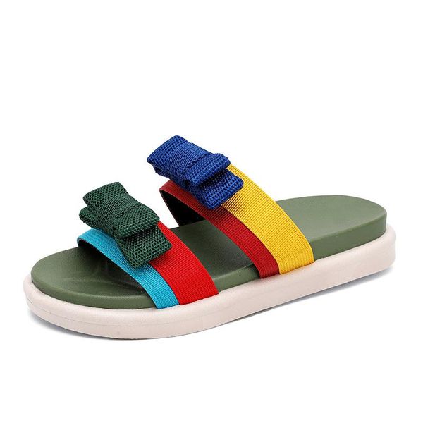 

slippers jumpmore women's shoes color contrast women summer fashion rainbow casual beach sandals size 35-40, Black