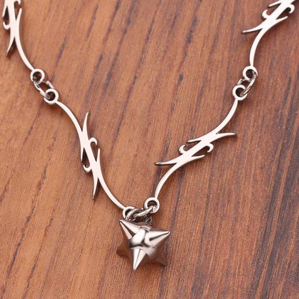 

chains punk hip-hop style gothic bramble wire necklace harajuku hip hop flame accessories streetwear night club party collares, Silver