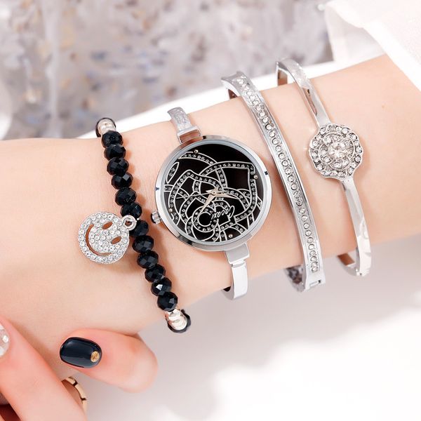 

piece watch drainage fashion set water drill watch, Slivery;brown